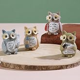 TIED RIBBONS Set of 4 Miniature Owl Showpiece Statue Toys (Resin, 5 cm x 3.5 cm) Decorative Items for Home Decor Living Room 