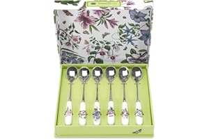 Portmeirion Cuchara de té de 6 Piezas, Porcelana, Multicolor, 16 x 1.5 x 1 cm