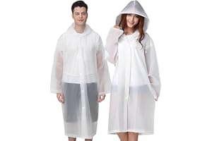 Generisch Generico 2er-Pack EVA-Regenponchos mit Kapuze, wiederverwendbar, Einheitsgröße für 155 – 195 cm, wasserdicht und faltbar zum Wandern, Camping, Radfahren, Unisex-Regenmantel für Erwachsene