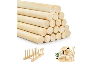 L&W Luck 20 Piezas Palos de Madera Manualidades Redondo 8 x 300mm para Carpintería, Decoración, Manualidades y Bricolaje Modelismo (Estilo 1)