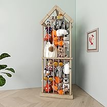 SUNMON 3-etages knuffeldier opslag houten rek knuffeldier opslag organizer 1 ,36 meter opbergruimte pluche opslag net ruimtebesparend wandrek hout voor kinderkamer