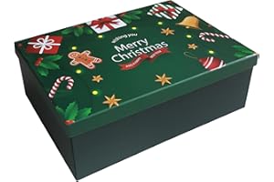 STRBOXONG Scatole natalizie verdi con coperchio, 270 x 210 x 105 mm, scatole regalo vuote per regali, scatole regalo vuote di lusso robuste e pieghevoli per regali, forniture per bomboniere di Natale