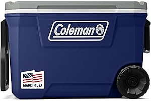 ‎COLEMAN Coleman Classic Series Isolierter tragbarer Kühler mit Rädern, auslaufsicherer Outdoor-Kühler hält EIS bis zu 5 Tage, 62 Quart