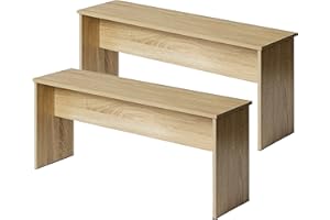 LafeuR Panchine per tavolo da pranzo, set da 2, panchine da cucina, panche da pranzo, 110 x 30 x 45 cm, panca in legno, camera da letto o cucina, rovere