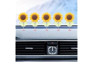 Amaxiu Lot de 10 mini décorations de tableau de bord de voiture, Tournesol Tête secouante deco rétroviseur de bord Pour tableau de bord de voiture intérieur maison bureau