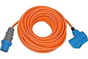 Brennenstuhl Camping CEE-Verlängerungskabel mit CEE-Stecker und Winkelkupplung inkl. Schutzkontakt-Kombisteckdose (25m Kabel in orange, 230V/16A, Einsatz im Außenbereich, Made in Germany)