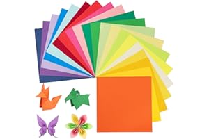 UNCLE PAUL Origami-Papier, 240 Blatt, 20 leuchtende Farben, 15,2 cm, 80 g/m² buntes papier, doppelseitiges quadratisches Faltpapier für DIY-Schul-Kunsthandwerksprojekte, Kinder und Erwachsene