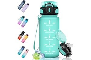 Motswedi Botella Agua, 500/1000/1500ml Sin BPA, Botella Agua Gimnasio con Pajita, Reutilizable, Botella de Agua, a Prueba de Fugas, Cantimplora, Botella Gimnasio para Gym, Escuela, Yoga, Camping