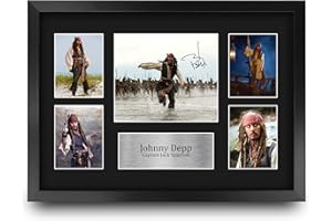 HWC Trading FR A3 Johnny Depp Pirates of the Caribbean Cadeaux Imprimés Autographe Affichage d’autographes pour les fans de cinéma - A3 Encadré