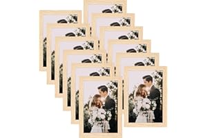 Giftgarden Cornice 10x15,Cornice di Colore Legno Naturale in PVC, Cornice da Parete e Tavolo, Decorazione per Casa,Set di 12