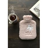 BUFFER Hello Everyone Yazılı Pembe Peluş Sıcak Su Torbası, 1 Lt, Yumuşak Kılıf, Uzun S&uuml;re Sıcak Tutan Termal
