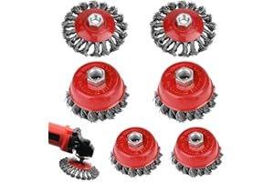 XNZMYN 6 Pièces Brosse Métallique pour Perceuse Meuleuse D'angle, Brosse Conique pour Meuleuse D'angle avec Filetage M14, Brosse de Ponçage Roue en fil D'acier à Nœud Torsadé pour Dérouillage Polissage (6)