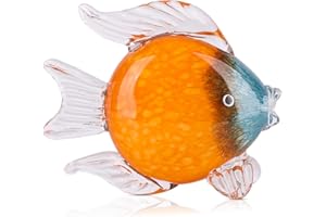 LCCCK Geblasene Glas-Papiergewicht-Fischfiguren, orangefarbener Heimdekor-Akzent, orangefarbenes Glaskunst-Briefbeschwerer, Sammlerstücke, Bücherregal, Dekorationsobjekte