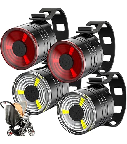 Lot De 6 Lumières LED étanches Pour Poussette - 3 Blanches, 3 Rouges, Fixation élastique, Modes Fixe Et Clignotant