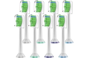 BRILLFRESH Toothbrush Heads Compatible with Philips Sonicare Electric Toothbrushes, 8 Count Replacement Brush Heads Fit for Any Philips Sonicare Snap-on Toothbrushes(White)