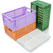 Cestini Portaoggetti Pieghevoli In Plastica | Confezione Da 4 Organizzatori Impilabili Per Cassetti E Scrivania