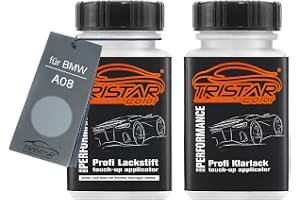 TRISTARcolor Billack lackstift för BMW A08 Silbergrau Metallic + klarlack