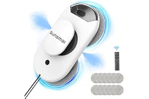 SUNSMAI Dual Side Spray Fensterputzroboter, Anti-verstopfungsfreie Elektrisch Automatischer Fensterroboter mit Wassersprühfunktion,3800pa Starke Anti-Drop Automatischer Fensterputzer,12 Tücher