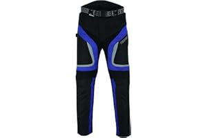 Texpeed Pantaloni rinforzati moto uomo - Pantaloni da motociclista uomo con protezioni - Invernali invernale/Estate - Con armatura CE (EN 1621-1) Blu - XXL Girovita/Corta Gamba