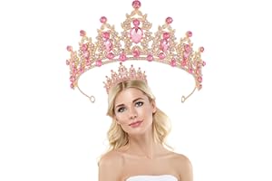 Gold Rhinestone Princess Crown Headband Hair Hoops Hair Accessories Bridal Hairbands Tiara Party Headwear Wedding for Bride, Bridesmaid, Princess, Girl