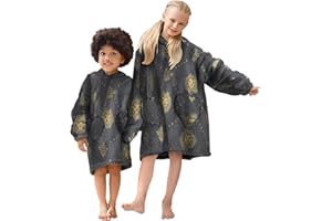 Adisputent Kids Blanket Hoodie Oversized Snuggle Blanket Sherpa Fleece Lined Blanket Hooded with Pockets Boys Girls Soft Cozy Fluffy Wearable Blanket 5-15 Years