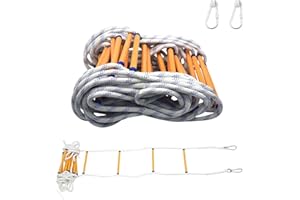 RATSTONE Echelle De Corde,8m Échelle De Sécurité Difficilement Inflammable avec Mousquetons,Convient Aux Maisons De 3 à 4 Étages,Aux Balcons Et Aux Rampes,avec Une Capacité De Charge Allant Jusqu'à 200 Kg