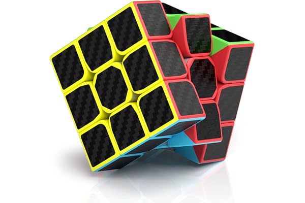 ROXENDA 3x3 Magisk Kub, 3x3x3 Speed Cube Supertålig kolfiber Klistermärke med Levande Färger (3x3x3)
