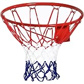 HOMCOM Wall Basketball Hoop &Oslash;46 cm with Red Basketball Hoop | Net, Metal Frame, 12 Hooks, for Indoor and Outdoor