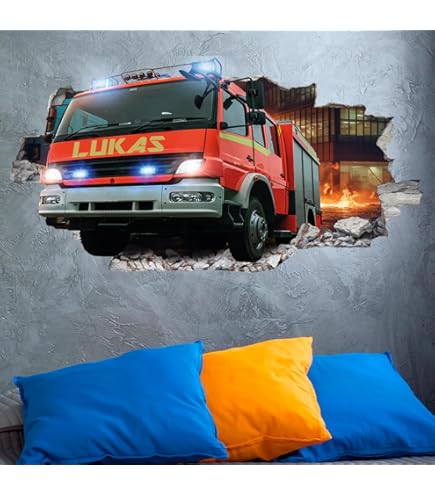 Feuerwehrmann Sam Wandaufkleber 57x80cm - Wandtattoo Für Kinderzimmer