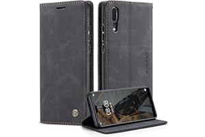 Cracedily Handyhülle für Huawei P20 Hülle, Klapphülle Premium Lederhülle Klappbar Flip Case Tasche Magnet Kartenfach Standfunktion Klapphülle Schutzhülle für P20 5.8 Zoll, Schwarz