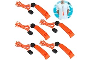 GEU 5Pack Emergency Whistles for Swimming and Hiking Survival Safety Whistles with Reflective Lanyard And Clip Loud >85 dbl Plastic for Outdoors Camping Hiking Mountaineering Boating And Signalling