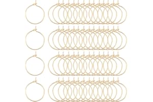 UNICRAFTALE sobre 100pcs de oro de cristal de vino de 15 mm de acero inoxidable Pendiente de aro hipoalergénico de cristal de vino Charms Anillos de cuentas Pendiente Aros para la fabricación de joyas