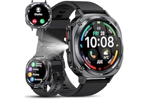 TIMU Smartwatch Herren, 1.45" AMOLED Smart Watch Herren mit Anrufe tätigen/Empfangen, 115+Sportmodi Fitnessuhr mit Herzfrequenz/Schrittzähler/Schlafmonitor, IP68 Wasserdicht Sportuhr für Android iOS