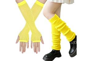 XIEXIESHER 3 paar Elastische Beinstulpen und Netzhandschuhe Set, Stulpen Damen aus Baumwolle Lang und Kurz Netzhandschuhe Weich Sportgeschenk, Tanzen, Sport, Gym, Bergtouren