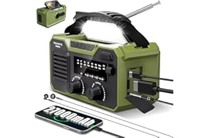 NEEMOSI 27000mAh Kurbelradio Notfall,Notfallradio Solar Kurbel FM/AM Mit Bluetooth 5.3, Emergency Radio SOS-Alarm&Kompass&Taschenlampe,Survival Radio für Outdoor Vorbereitung auf Naturkatastrophen (Grün)