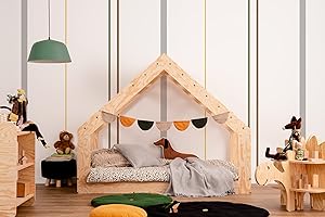 smartwood letto a casetta sul pavimento Moon G letto per bambini 100x180 con rete a doghe - lettino Montessori per bambini e bambine - letti in legno e rete a doghe per bambini - 180x100