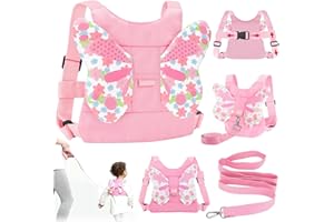 ICHOWHO Baby Reins Toddler Reins, Baby Walking Harness Anti-Falls & Anti-Lost Toddler Reins Baby Walking Harness with Safety Rein & Butterfly Wings Safety Toddler Harness for Toddlers Girls 1-3 Years (Pink)