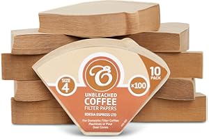 1000 Size 4 Coffee Filter Paper Cones, Unbleached by EDESIA ESPRESS