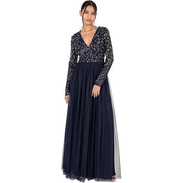Ever-Pretty Jurk moeder van de bruid, grote maat, dames, lange mouwen, V- hals, chiffon, applicatie plissé 00461, zwart., 42