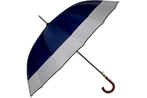 Palucart Ombrello Maxi Grande da Uomo e Donna - Antivento, Automatico, Manico e Asta Effetto Legno, 16 Stecche (BLU)