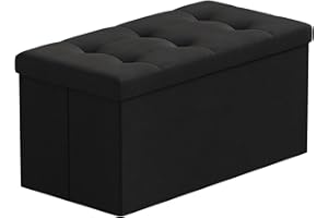 ‎BRIAN & DANY BRIAN & DANY Faltbarer sitzhocker Leinen Sitzbank mit Stauraum, Schwarz, 76 x 38 x 38cm