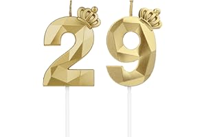 DTXLX Geburtstagskerzen Zahlen 29 mit Krone，3D Kerzen Geburtstag für Kuchen geburtstagsdeko, Geburtstag Kerzen Zahlen, Geburtstagskerzen Kinder für Partys, Hochzeiten, Firmenfeiern, Jubiläen (Gold, #29)