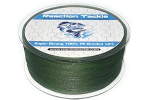 Reaction Tackle Braided Fishing Line - Pro Grade Power Performance for Saltwater or Freshwater Fish - Colored Fishing Line Braid for Extra Visibility