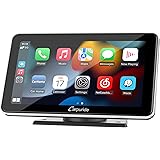 Carpuride Inalámbrico Apple CarPlay y Android Auto, 7" Pantalla Tactil Portátil Radio, Bluetooth 5.0/GPS/FM/Mirror Link/Siri/