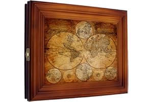 HAFEEHOO Cer-Plast Schlüsselkasten aus Holz, Hängeschrank mit Schlüsselbrett, Wandorganizer für Schlüsselaufbewahrung, Schlüsselschrank Vintage-Optik, Holzschlüsselbox