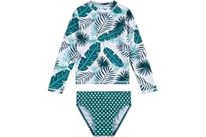 1STRUNANDUP Bambine Costume da Bagno Manica Lunga Tankini UPF 50+ Protezione Solare Ragazza Rash Guard Set 3-8 Anni