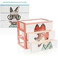 com-four® 2X Caja con cajón - Caja de plástico para Guardar Juguetes Infantiles, Materiales de Manualidades, bolígrafos - Caj