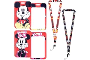 SIDESEA Porta Tarjetas Identificativas, 2 Piezas Funda Tarjeta Identificación Portatarjetas Colgante Card Holder Tarjetero Colgante Plastico Diseño de Dibujos Animados Adultos Niños