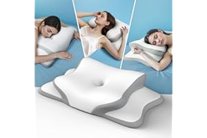 Pliera Nackenkissen Kopfkissen, Memory Foam Kissen. Nackenstützkissen, Ergonomisches Kopfkissen. Pillow Kissen für Seiten, Rücken & Bauchschläfer (1er Pack)