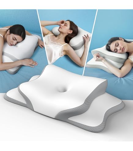 Cuscino Cervicale Memory Foam per Dormire Ortopedico Aloe Vera Guanciale a Doppi
